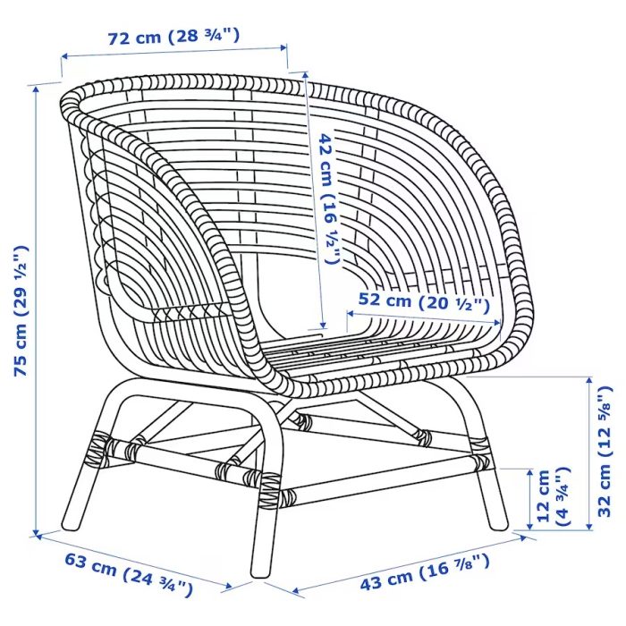 صندلی راحتی حصیری ایکیا مدل BUSKBO به همراه نشیمن فروشگاه دربا