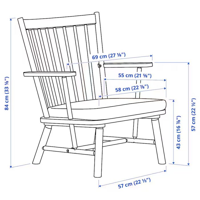 صندلی راحتی ایکیا مدل PERSBOL رنگ چوب خاکستری فروشگاه دربا