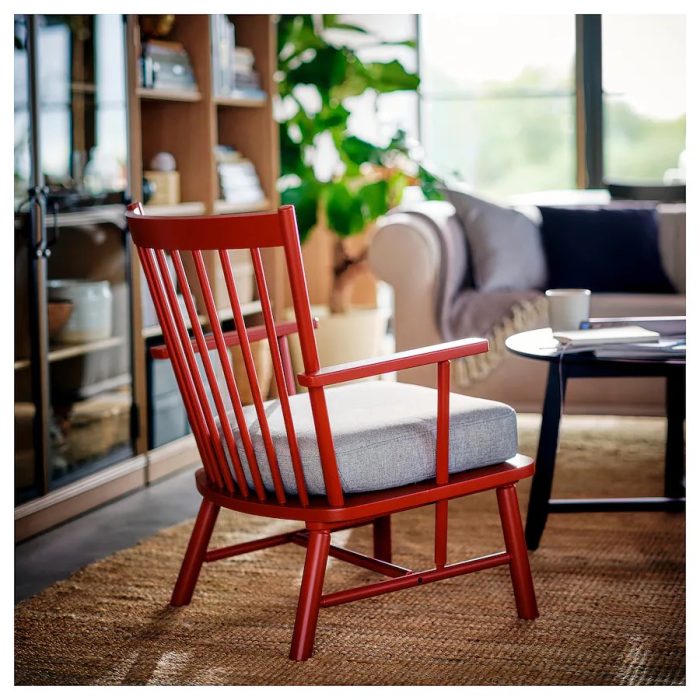 صندلی راحتی ایکیا مدل PERSBOL رنگ قرمز خاکستری فروشگاه دربا